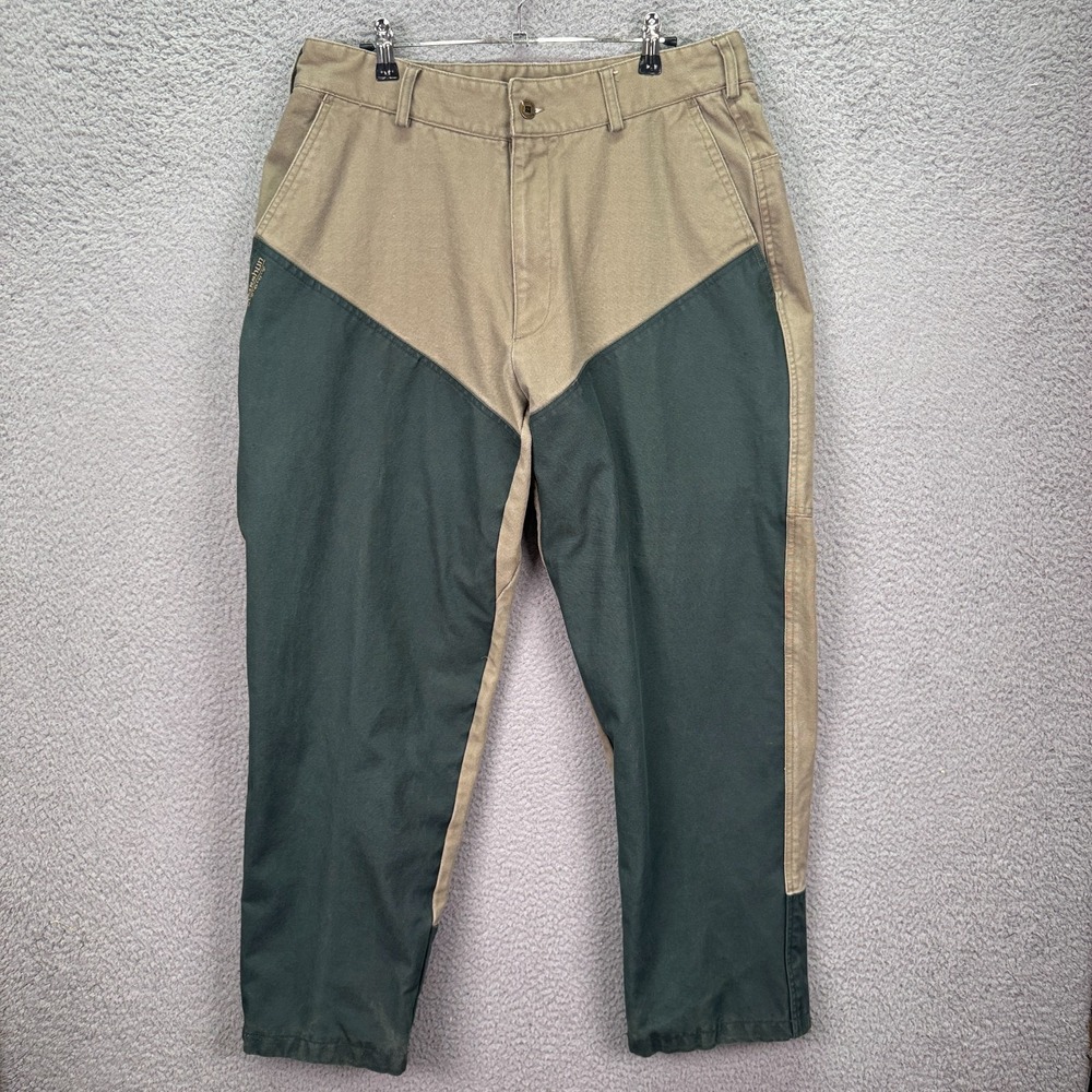 VTG Columbia Pants Mens 38x32‎ Tan Green Briarshun Stout Brush Hunting Canvas